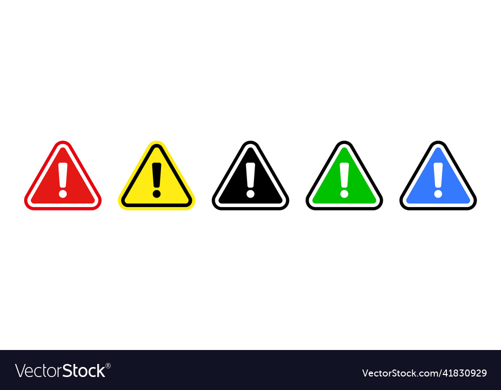 Set of warning symbol icons in various colors Vector Image