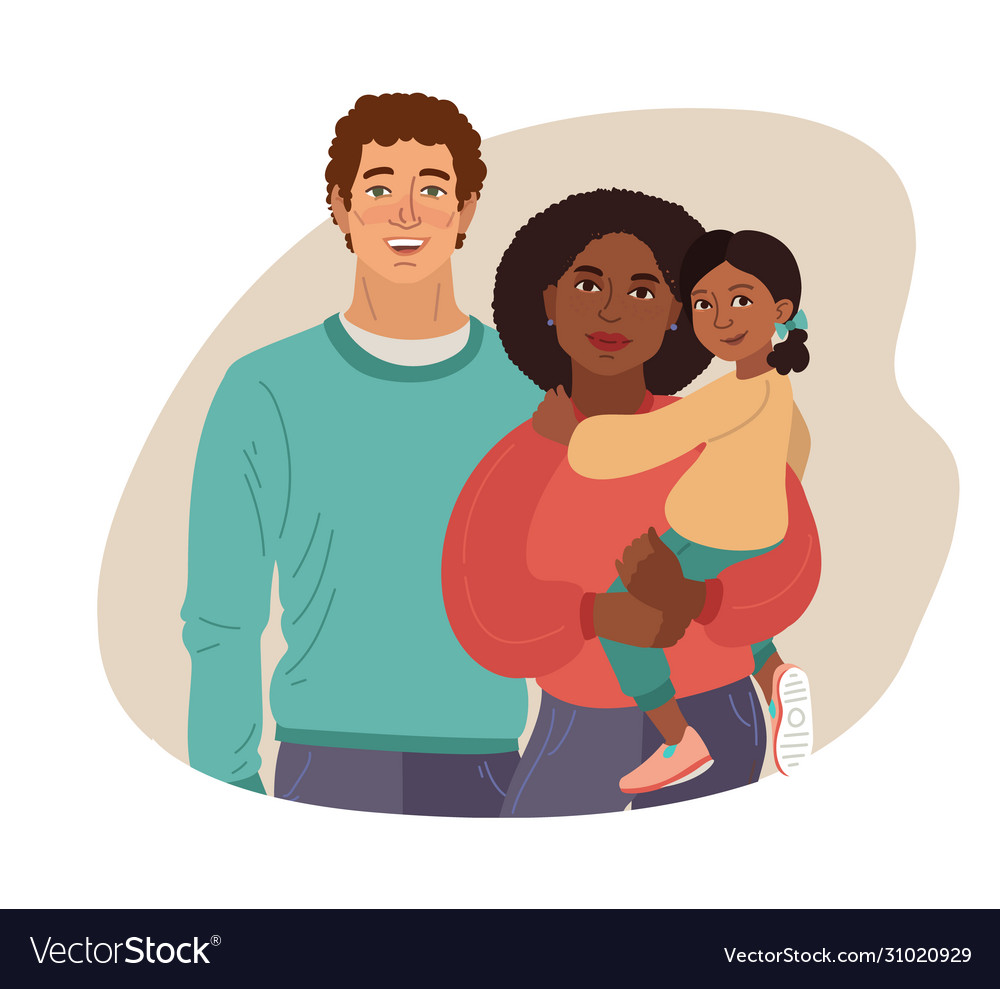 Young smiling family portrait african-american Vector Image