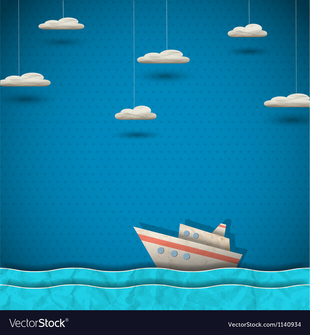 Cruise liner and clouds Royalty Free Vector Image