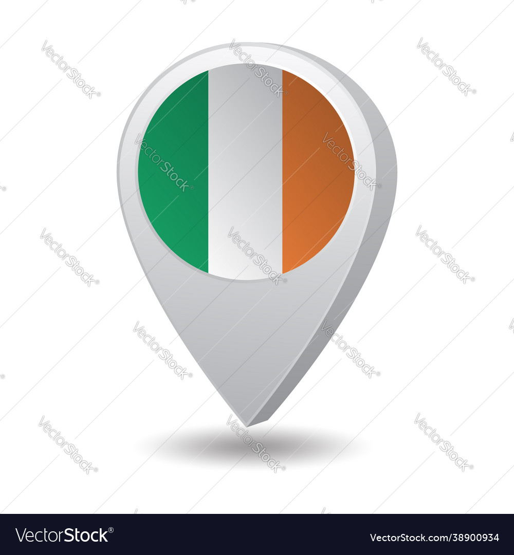 Flag ireland on marker map Royalty Free Vector Image