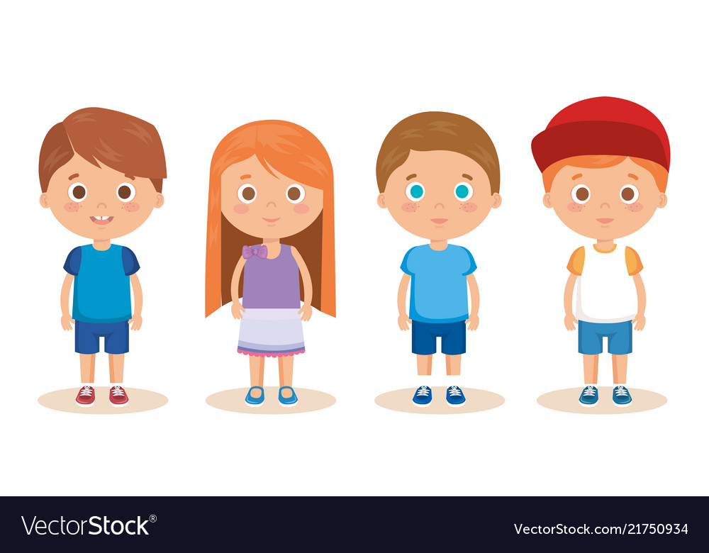 Group of little kids characters Royalty Free Vector Image