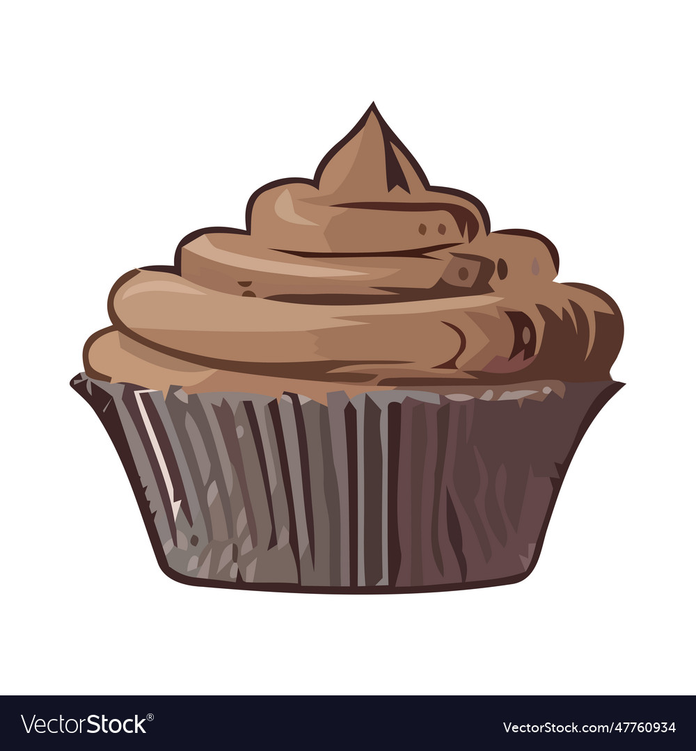 Sweet baked cupcake on white background Royalty Free Vector