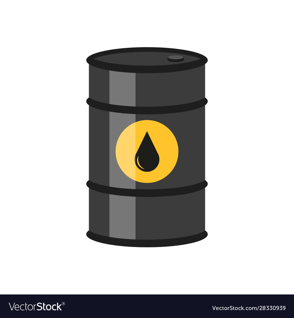 Black barrels with oil labels Royalty Free Vector Image