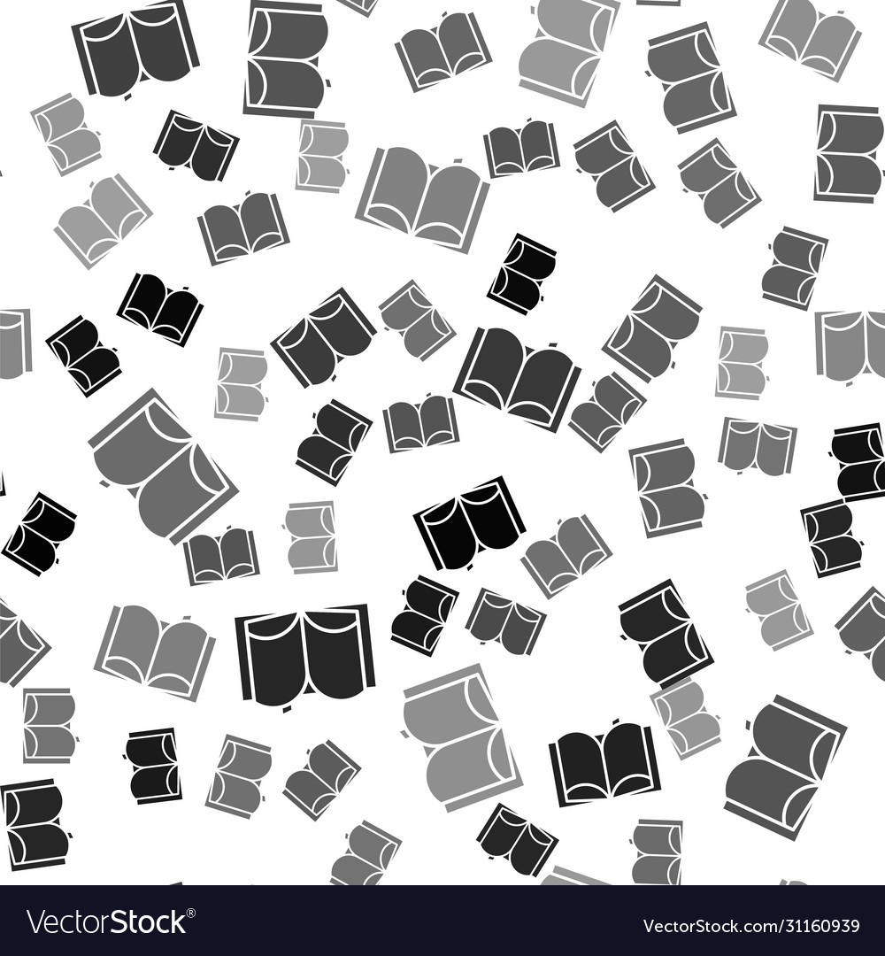 Black open book icon isolated seamless pattern Vector Image