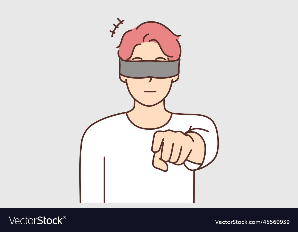 Blindfolded cartoon man Royalty Free Vector Image