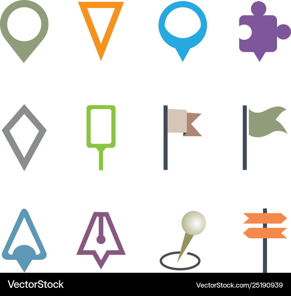 Gps map pointer set isolated icon pin concept Vector Image