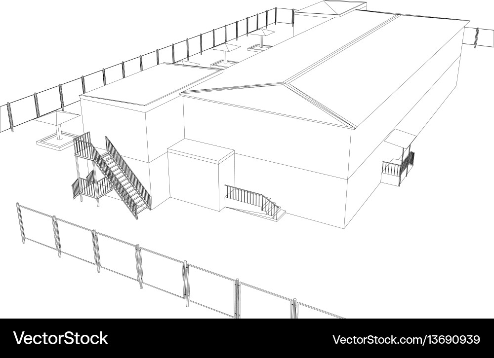 Wire-frame abstract archticture Royalty Free Vector Image