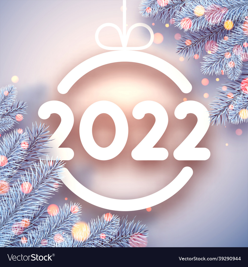 2022 Hanging Christmas Ball Frame With Spruce Vector Image