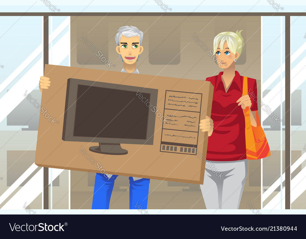 Couple buying tv Royalty Free Vector Image VectorStock