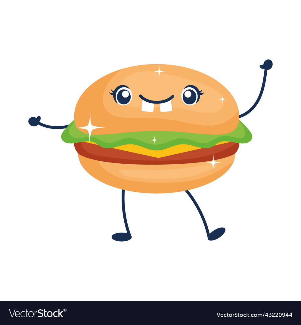 Kawaii hamburger Royalty Free Vector Image - VectorStock