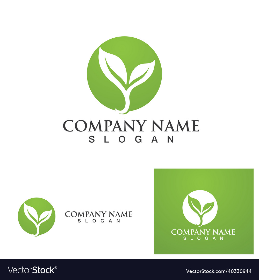 Logos of green tree leaf ecology Royalty Free Vector Image