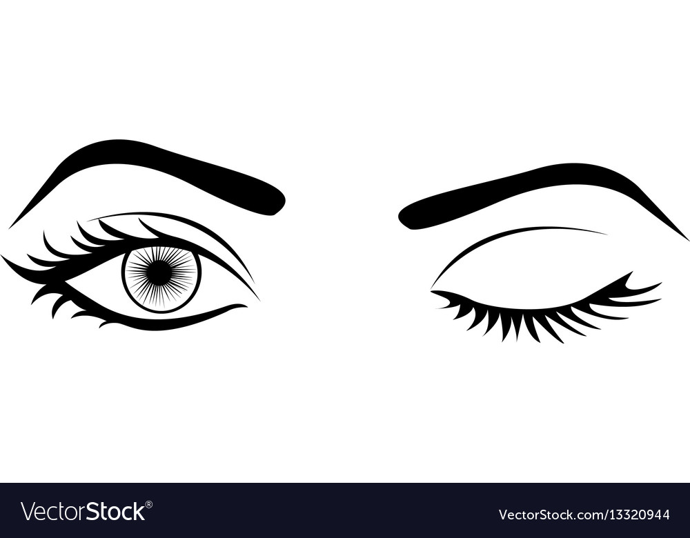 Girl Eyes, Eyes on a White Background. a Glance, a Wink Stock Vector -  Illustration of black, eyesight: 157013383