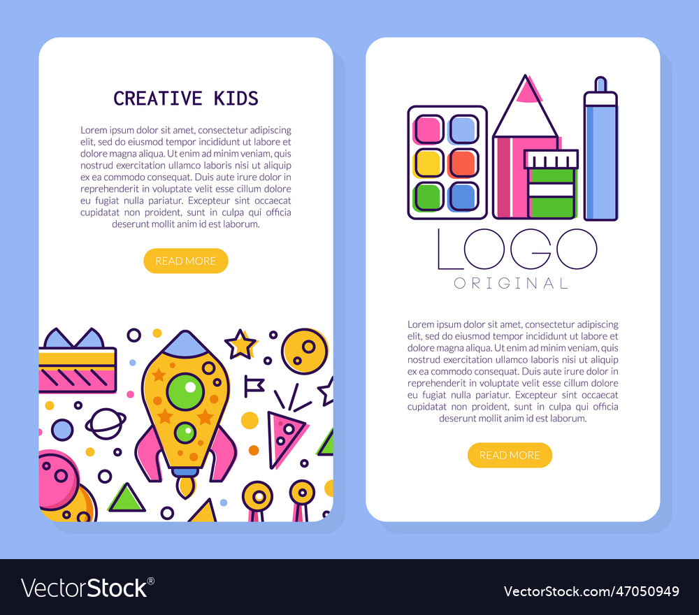 Bright kids landing page design with line colorful