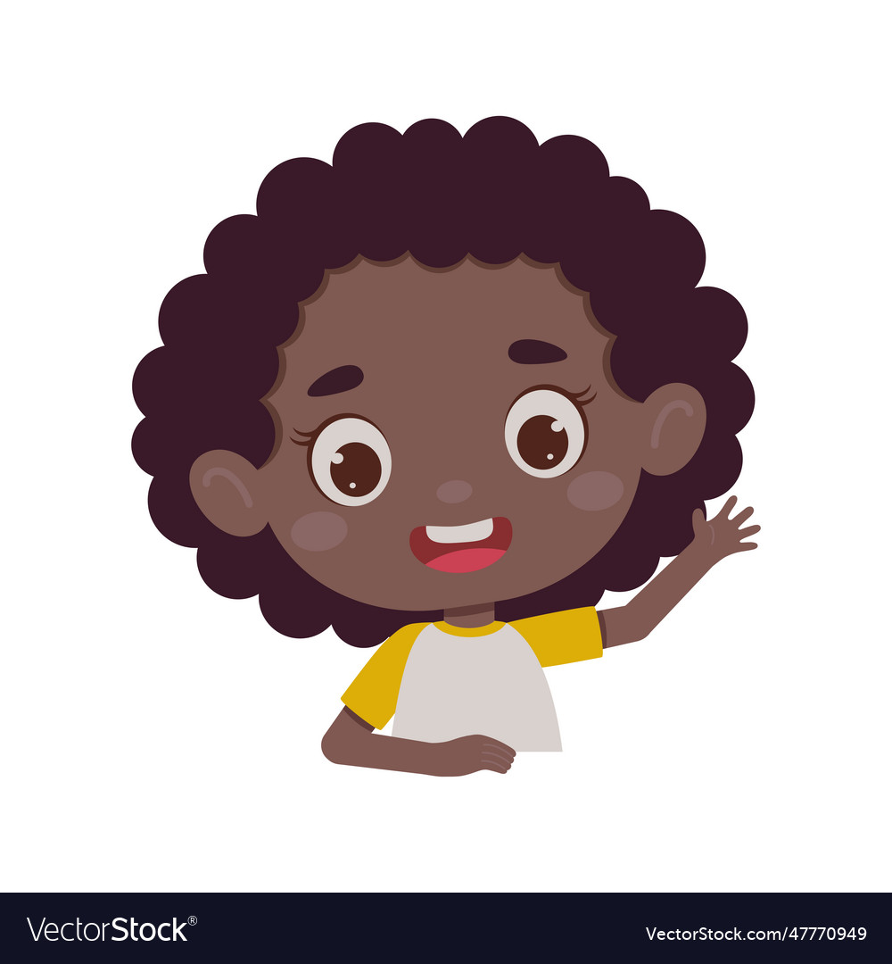 Cute Cartoon Little Girl Waving His Hand Little Vector Image