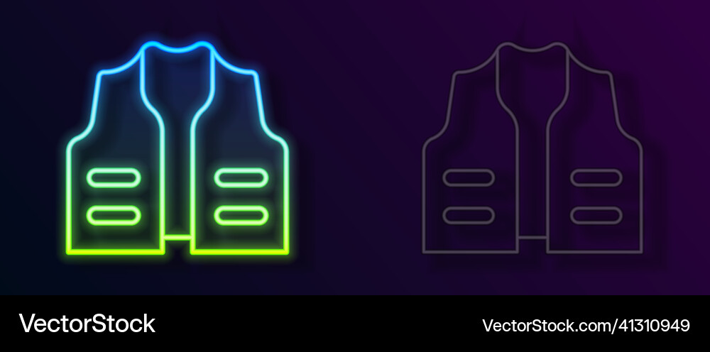 Glowing neon line fishing jacket icon isolated Vector Image