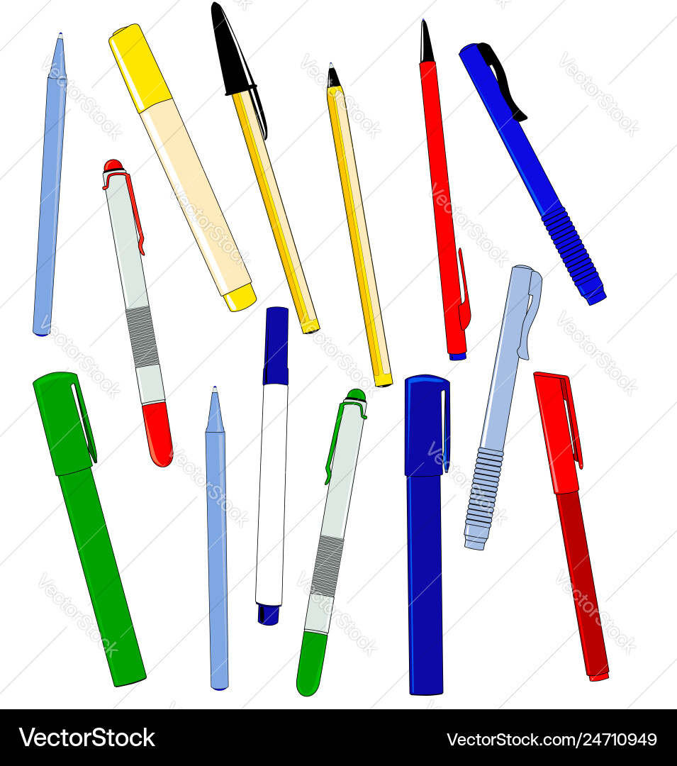 Office pens Royalty Free Vector Image - VectorStock