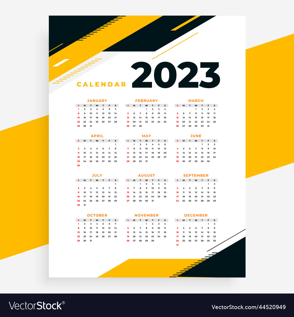 Office stationery 2023 new year calendar layout Vector Image