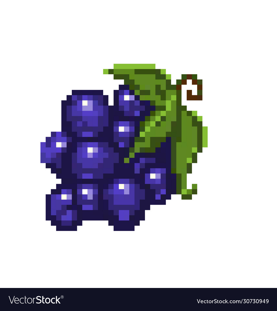 Pixel Art Eggplant Icon 32x32 Vector Illustration Stock