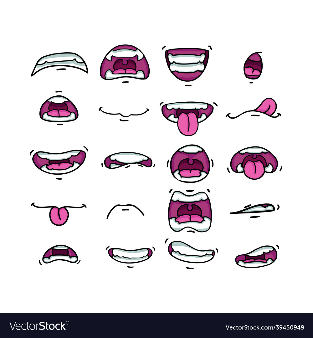 Several mouths in different positions with teeth Vector Image