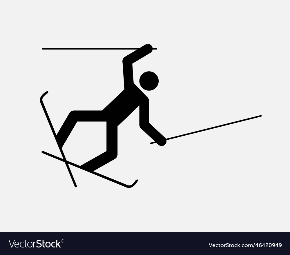 Skier falling icon Royalty Free Vector Image - VectorStock