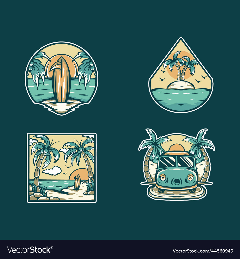 Summer sticker pack vector image Summer sticker pack