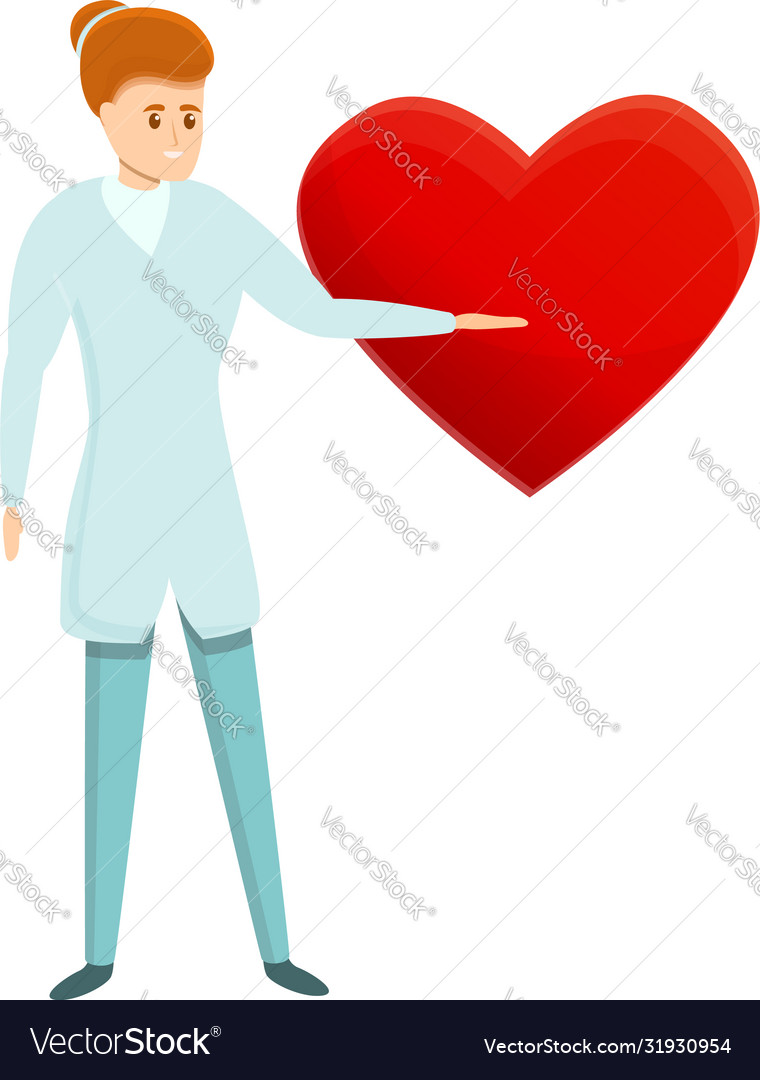 Cardiologist show heart construction icon cartoon Vector Image