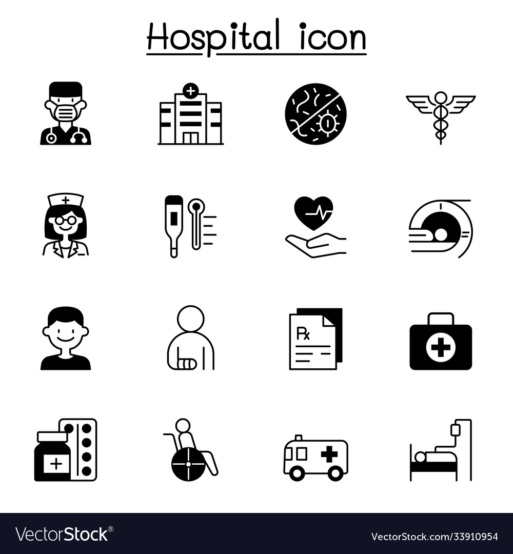 Set hospital related icons contains such icons Vector Image