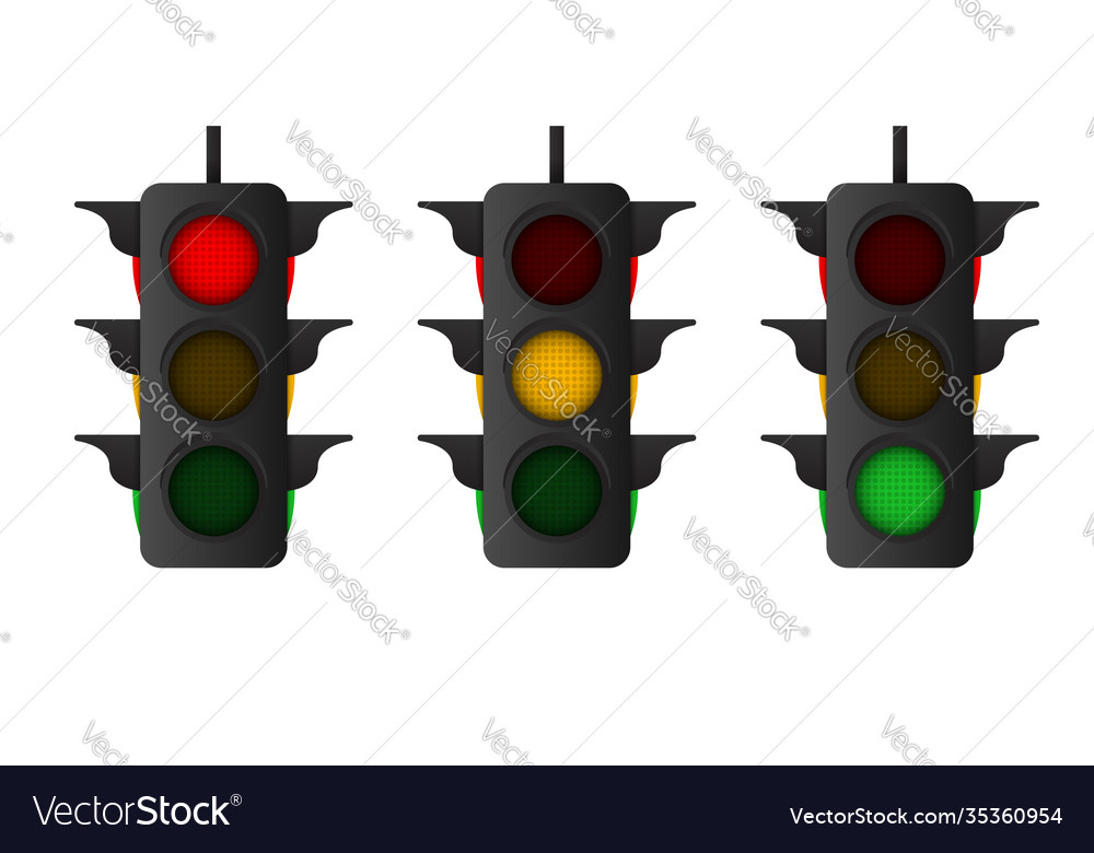 Traffic light with reflection and shadow Vector Image