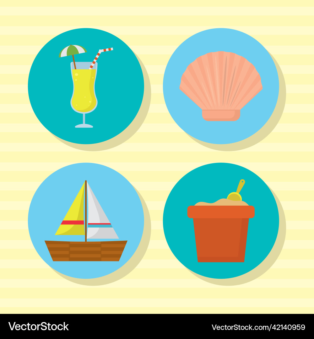 Beach and vacations set Royalty Free Vector Image