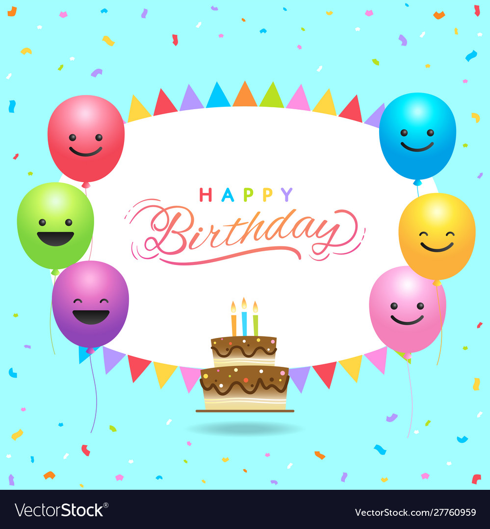 Birthday Banner Card Frame Template With Colorful Vector Image