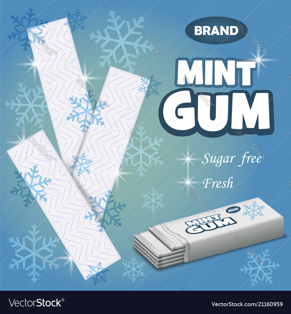 Brand mint gum concept background realistic style Vector Image