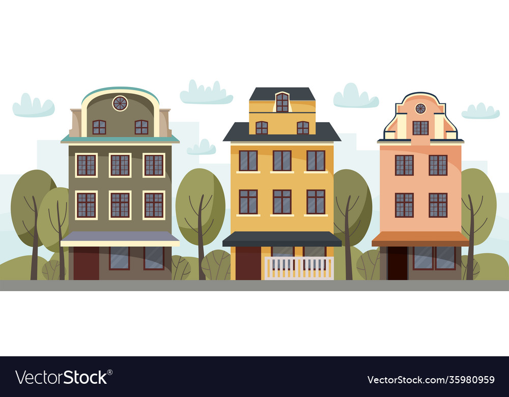 Collection with houses street Royalty Free Vector Image