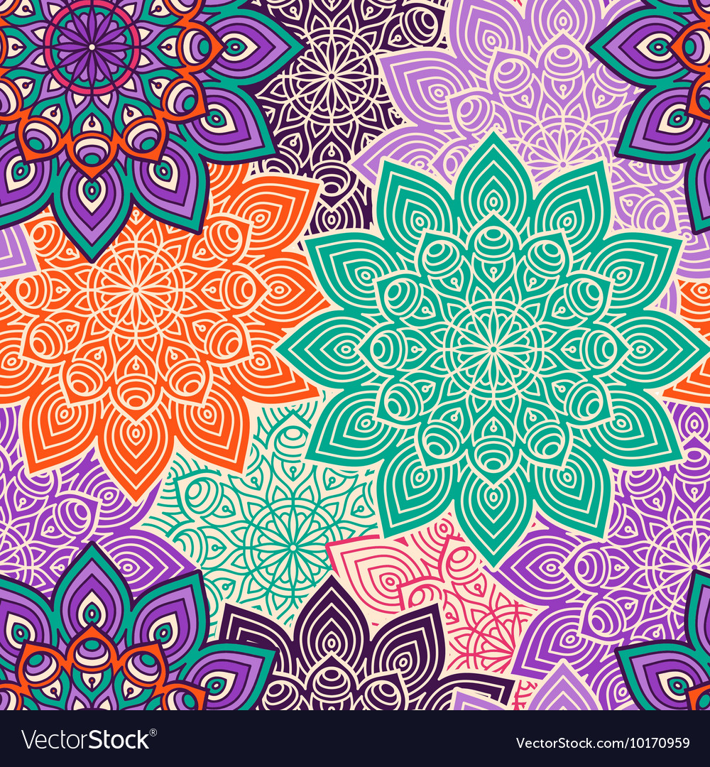 Ethnic floral seamless pattern Royalty Free Vector Image