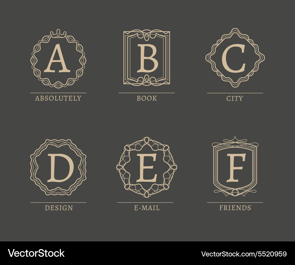 Monogram logos Royalty Free Vector Image - VectorStock