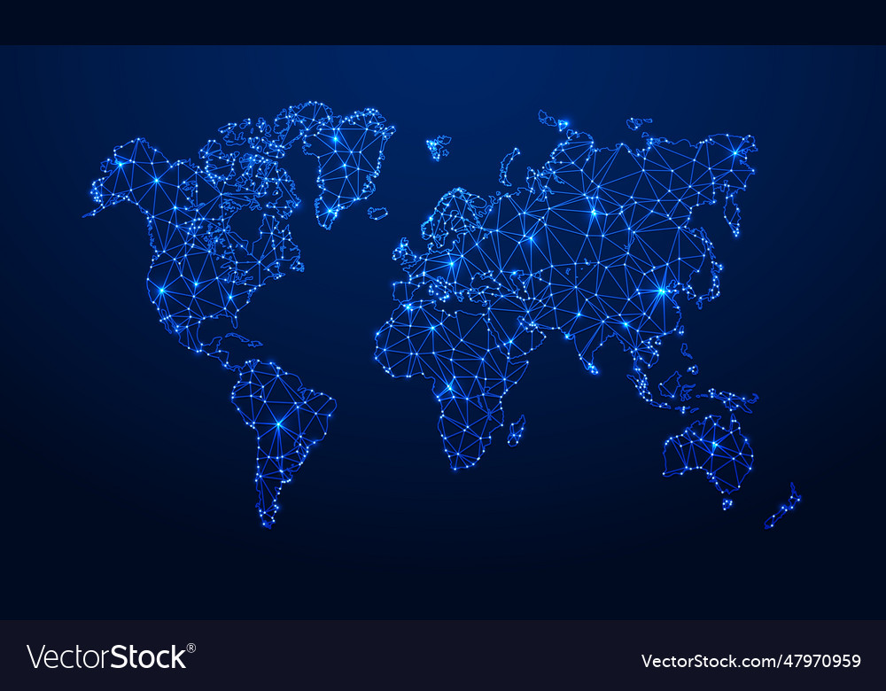 Polygonal map digital globe blue polygons Vector Image