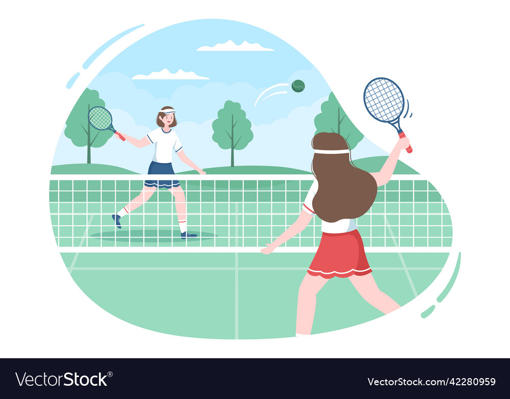 Tennis player with racket in hand and ball Vector Image