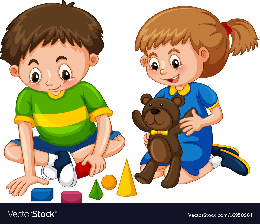 A boy playing toys Royalty Free Vector Image - VectorStock