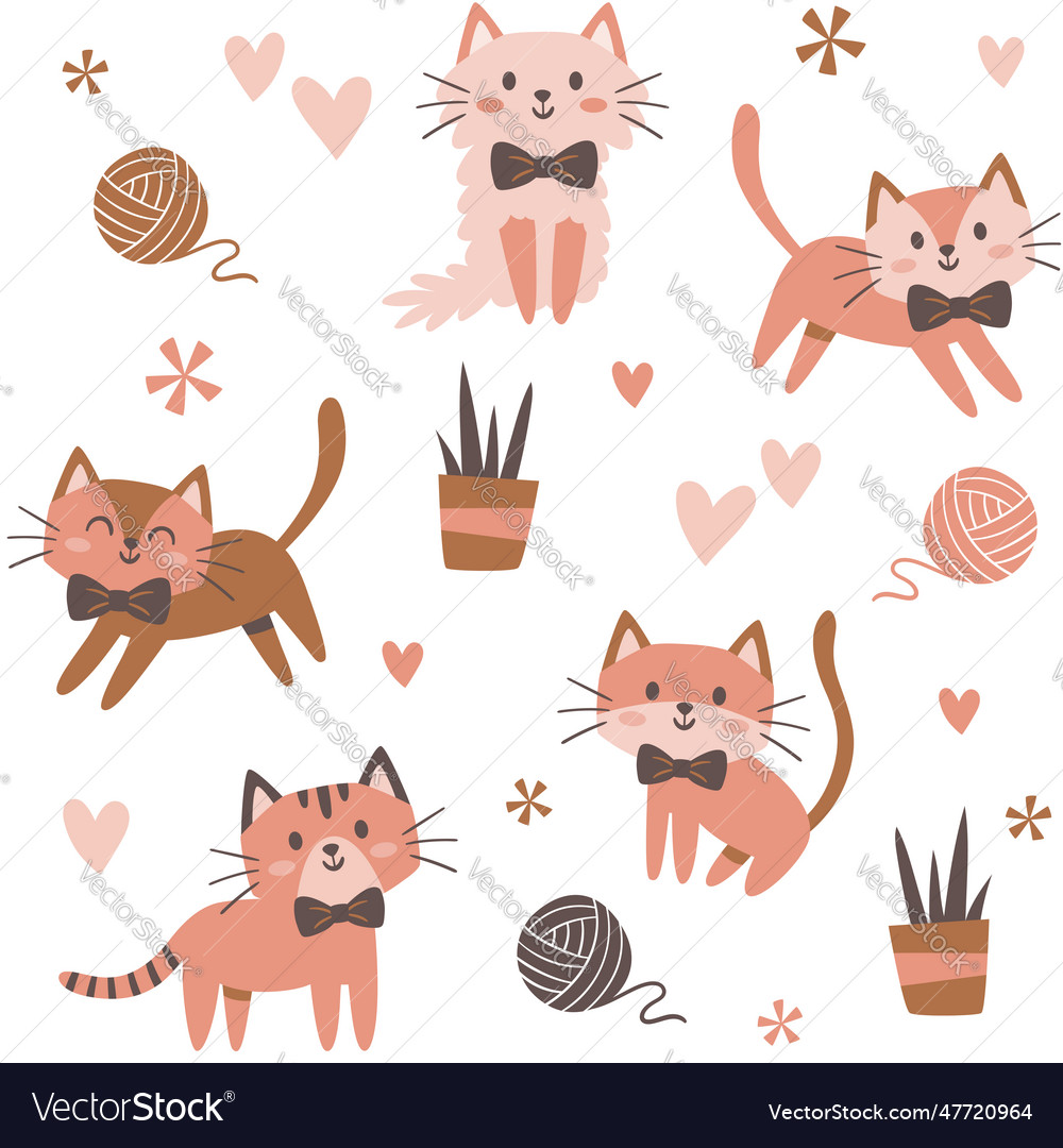 Cat Poses Seamless Pattern Royalty Free Vector Image Cat Poses Seamless Pattern Royalty Free Vector Image