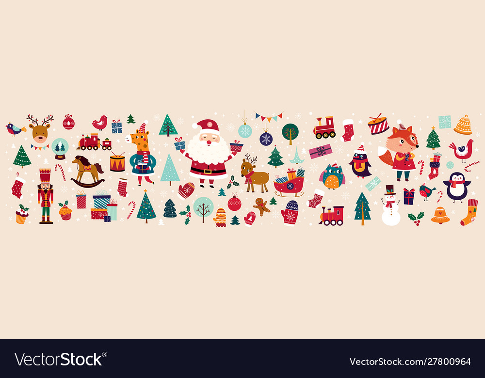 Christmas big collection vector image Christmas big collection