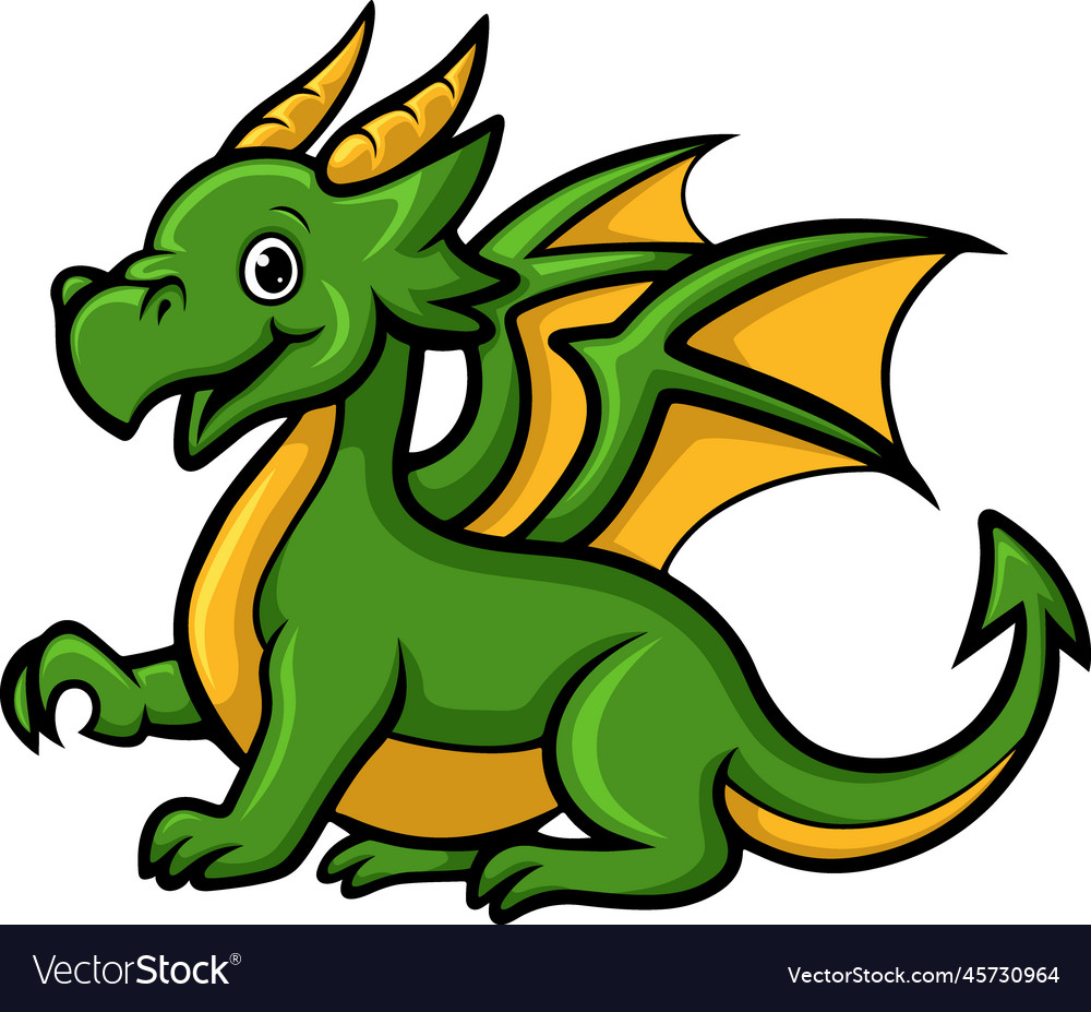 Cute green dragon on white background Royalty Free Vector