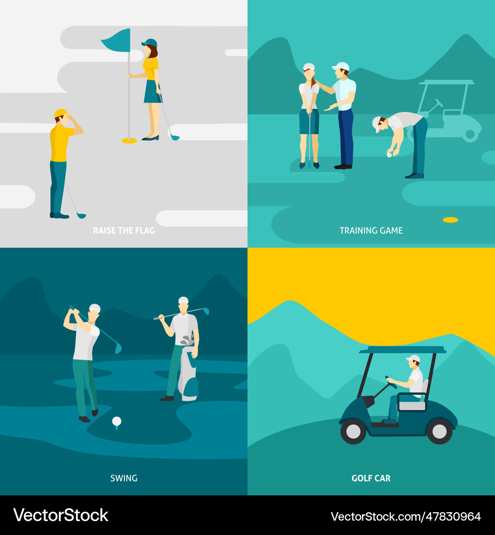 Golf flat set Royalty Free Vector Image - VectorStock