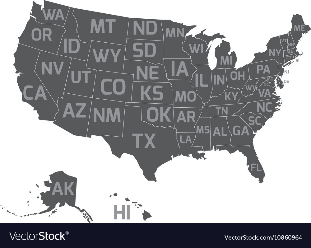 Map Of United States With Abbreviations And Names