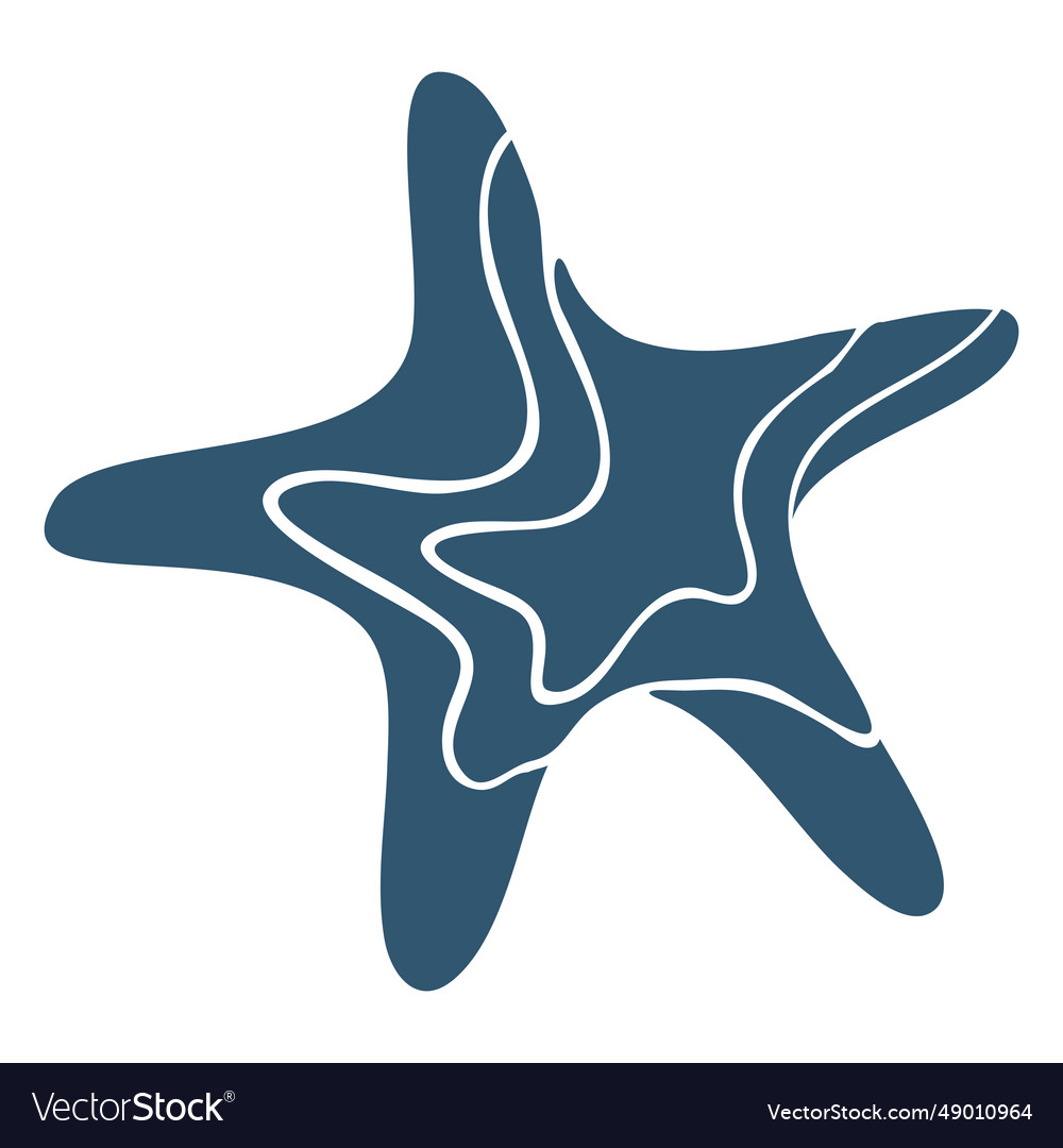 Star starfish detailed silhouette Royalty Free Vector Image