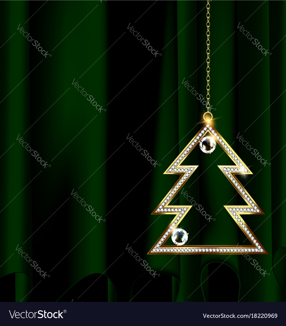 Green Drape With Jewel Christmas Tree Royalty Free Vector
