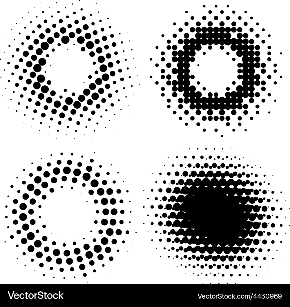 Halftone radial elements Royalty Free Vector Image