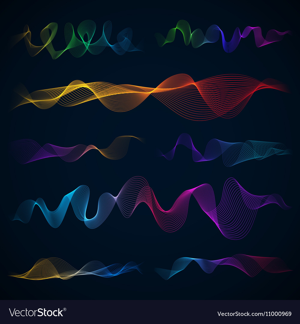 Download Luminous 3d sound waves energy effect set Vector Image