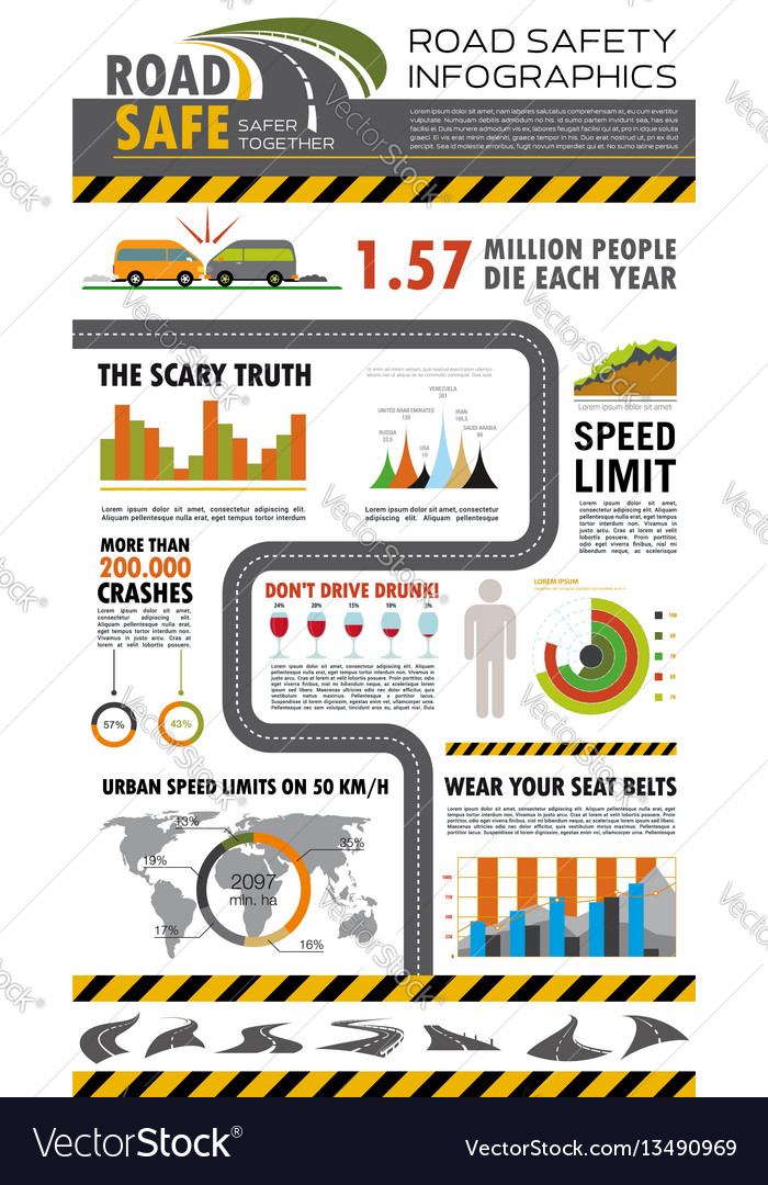 Road Safety Infographics Poster Design Royalty Free Vector