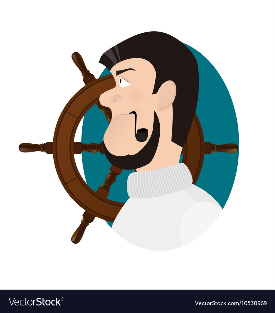 Ship captain with tobacco pipe sea-dog Royalty Free Vector