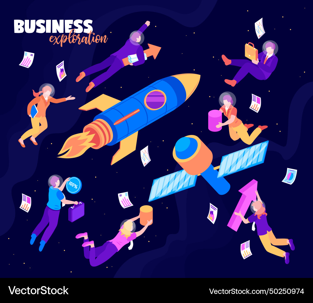 Business exploration isometric background Vector Image