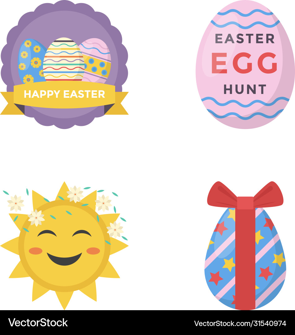 Easter flat icons Royalty Free Vector Image - VectorStock